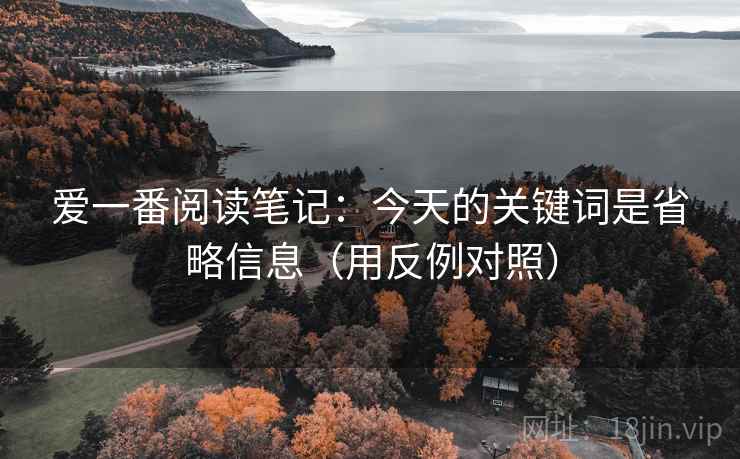 爱一番阅读笔记：今天的关键词是省略信息（用反例对照）  第1张